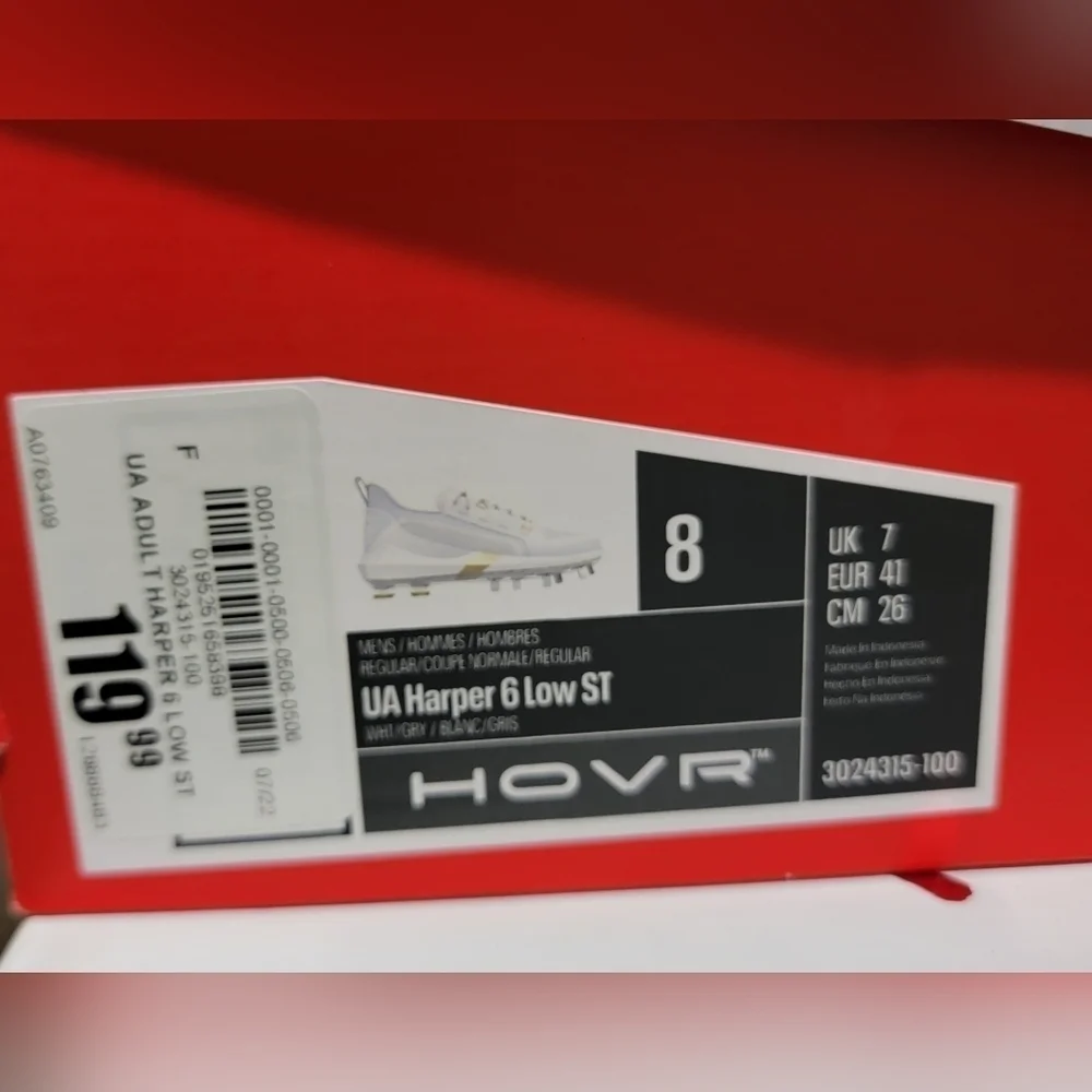 Under Armour Mens Harper 6 Low ST Baseball Cleats WHITE Sz Multi 3024315-100 NEW